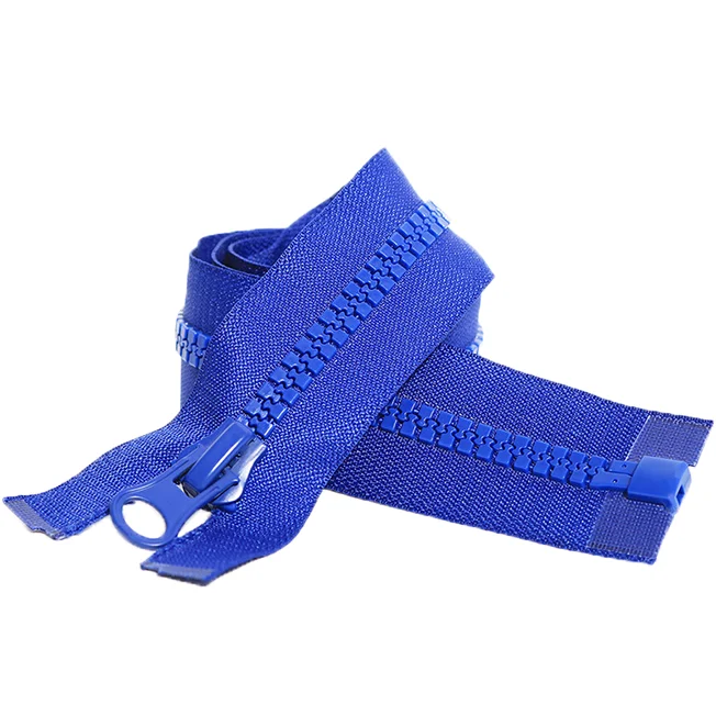 Custom 5# glue teeth common dental resin zipper open end down jacket front access zipper