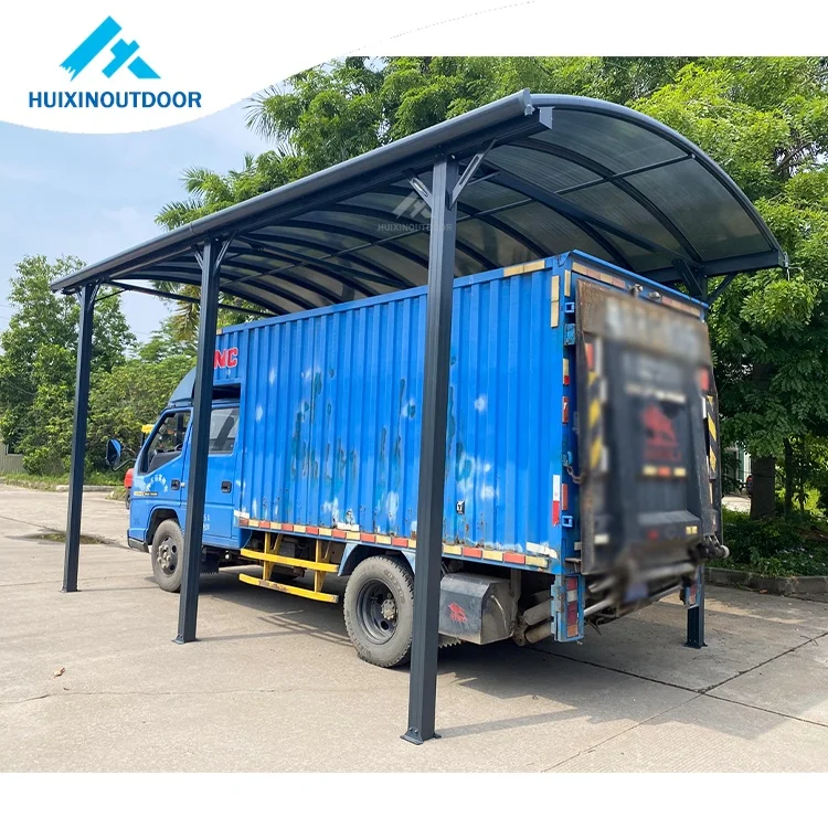 Wind resistant material kit car parking for rv free standing hollow single car port curved custom canpony transparent carport