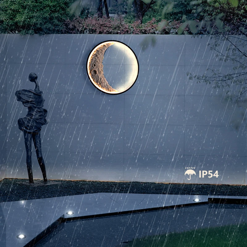 Modern Style Resin Moon Shape Wall Light Black Wall Sconce for Living Room Bedroom Reading Room Villa Outdoor or Indoor