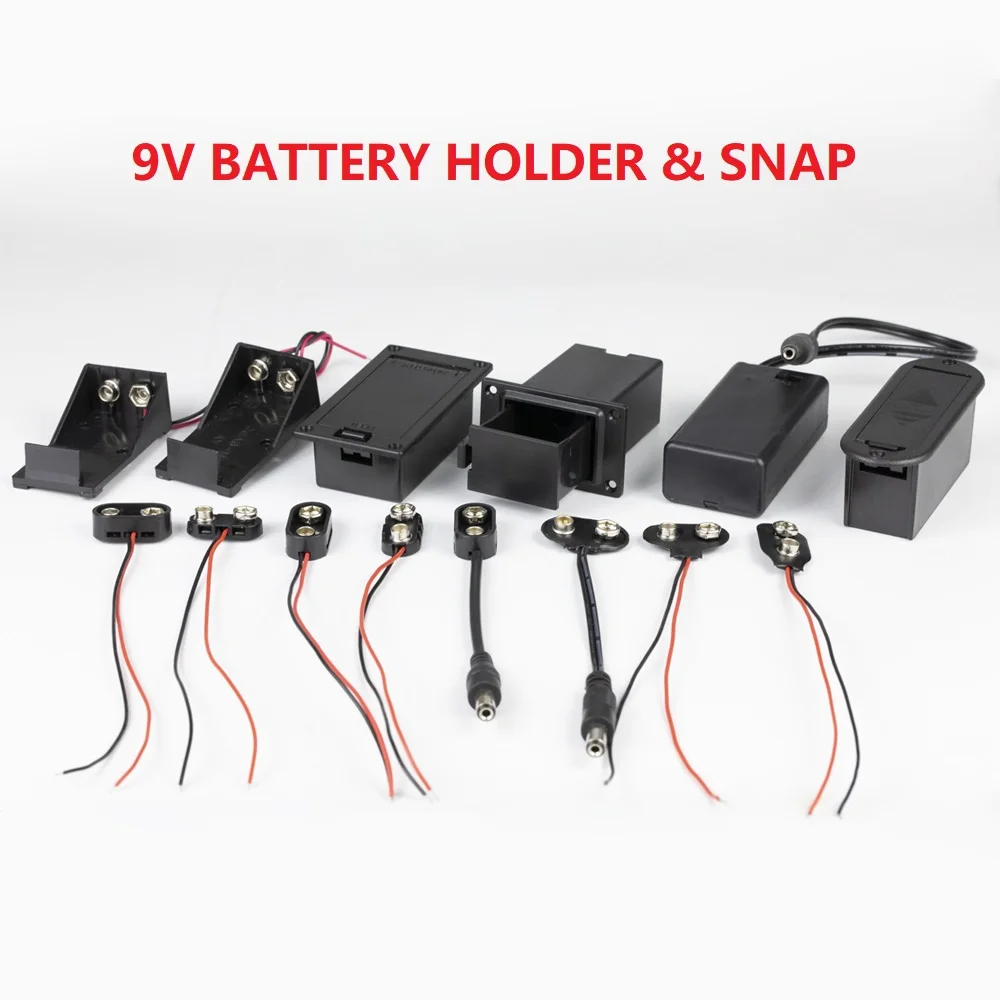 Heavy Duty Black I-Type 9-Volt  Battery Connector Clip PVC Soft Shell Battery Snap Plastic Connector For 9V Battery  With Wire