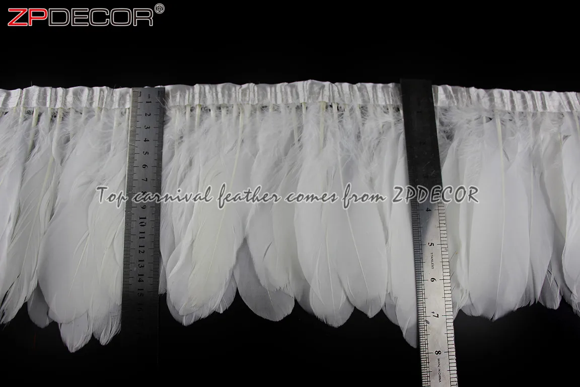 ZPDECOR Wholesale Stock White Goose Nagoire and Satinettes Feather Trim for Carnival Butterfly Wings Costume