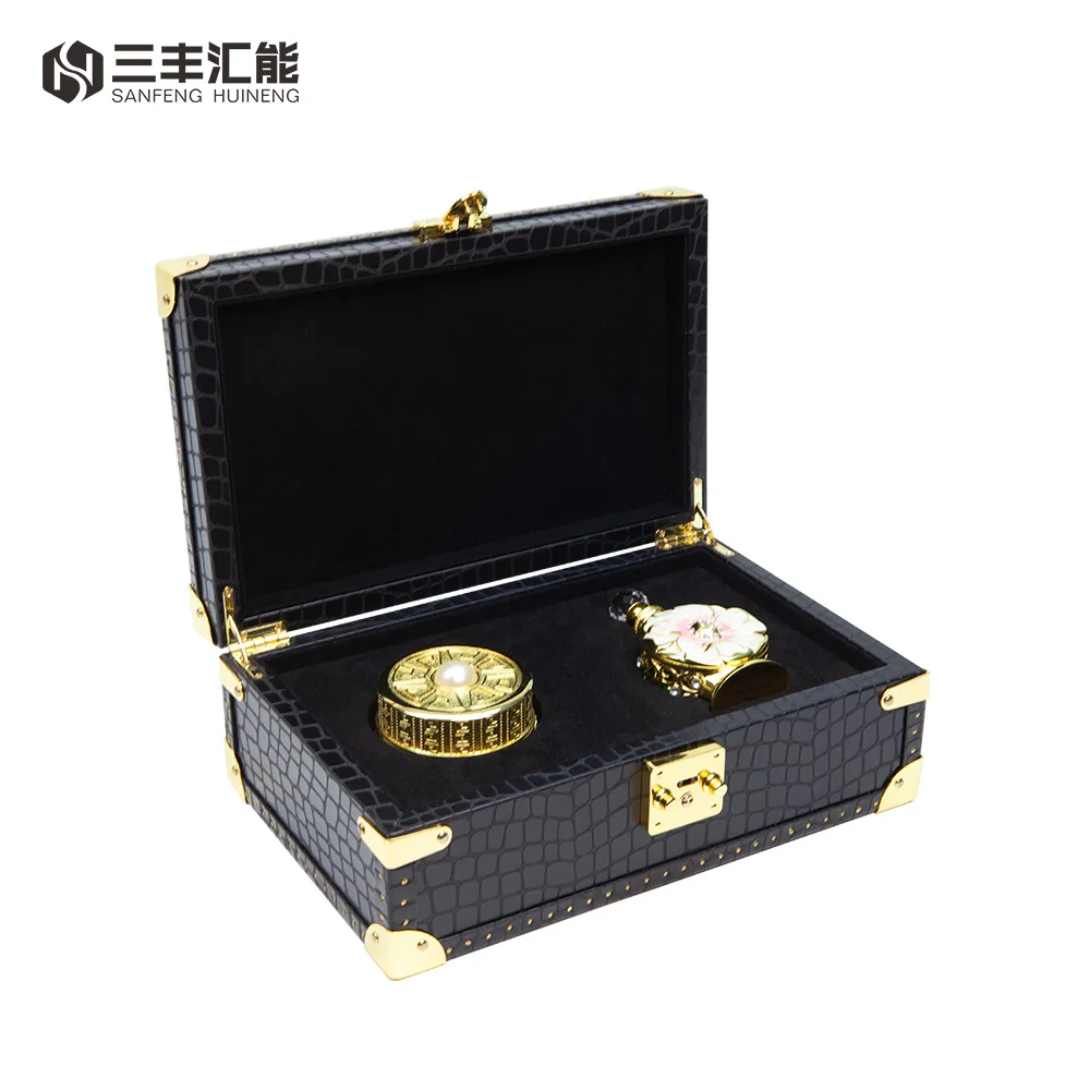 Reusable PU Leather Wooden Box Factory Custom Logo Luxury Cosmetic Packaging Boxes High End Wood Perfume Packaging Box