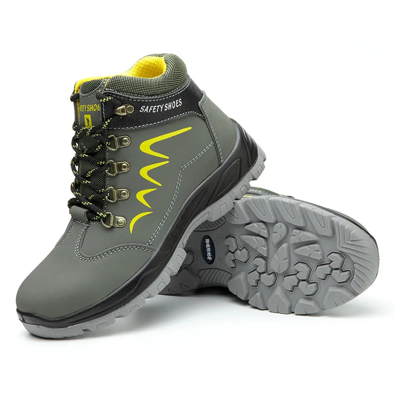 GOTAN Steel Toe Safety Shoes for Men Microfiber Work Boots Anti-smashing Waterproof Functional Shoes