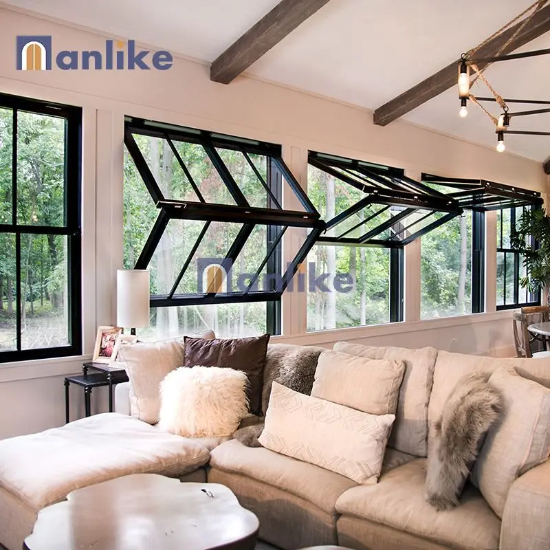 Anlike Hurricane Impact Custom Black Double Glass Fold Up Window Philippines Aluminium Bi Folding Windows