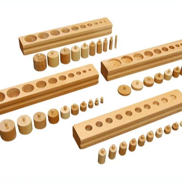 high quality yunhe wooden baby educational toy montessori  material  sensorial cylinder blocks