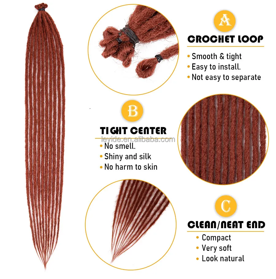 AliLeader Wholesale 36 Inch Long Soft Natural Handmade Artificial Dreads Crochet Hair Locs Synthetic Dreadlocks Extensions