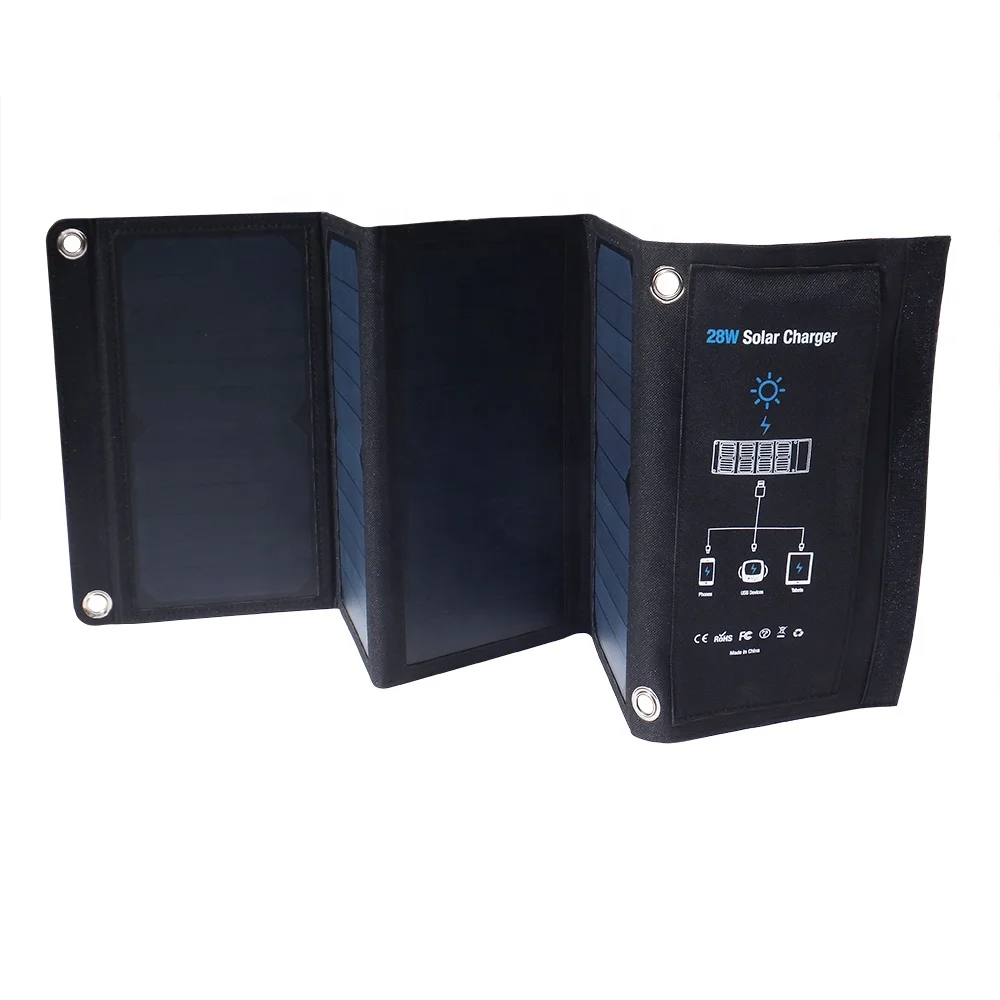 28W Portable Sunpower Foldable Solar Panel Battery Charger USB Phone Charger