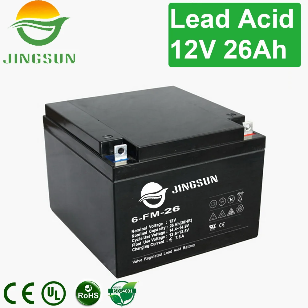 Прямая поставка от фабрики Jingsun лучшая свинцово-кислотная батарея 12v26AH