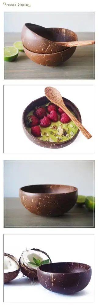 Free shipping natural coconut shell bowls eco friendly customized logo Coconut bowl with spoon