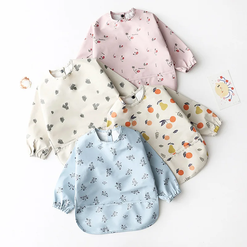 New Super Soft Waterproof Long Sleeve Baby Feeding Bibs Cloth Washable Baby Toddler Bibs
