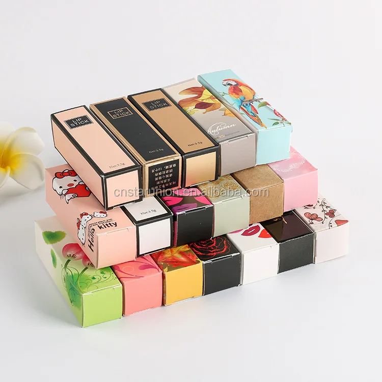 Custom Print Design Eco Friendly Cosmetic Lip Gloss Lipstick Paper Box Makeup Packaging Craft Cardboard Cosmetic Package Box