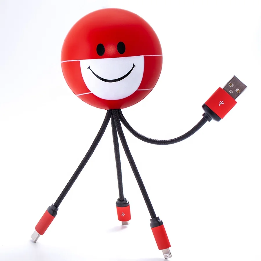 
Custom promotional stress ball cable usb charger cable smile face design Cable 