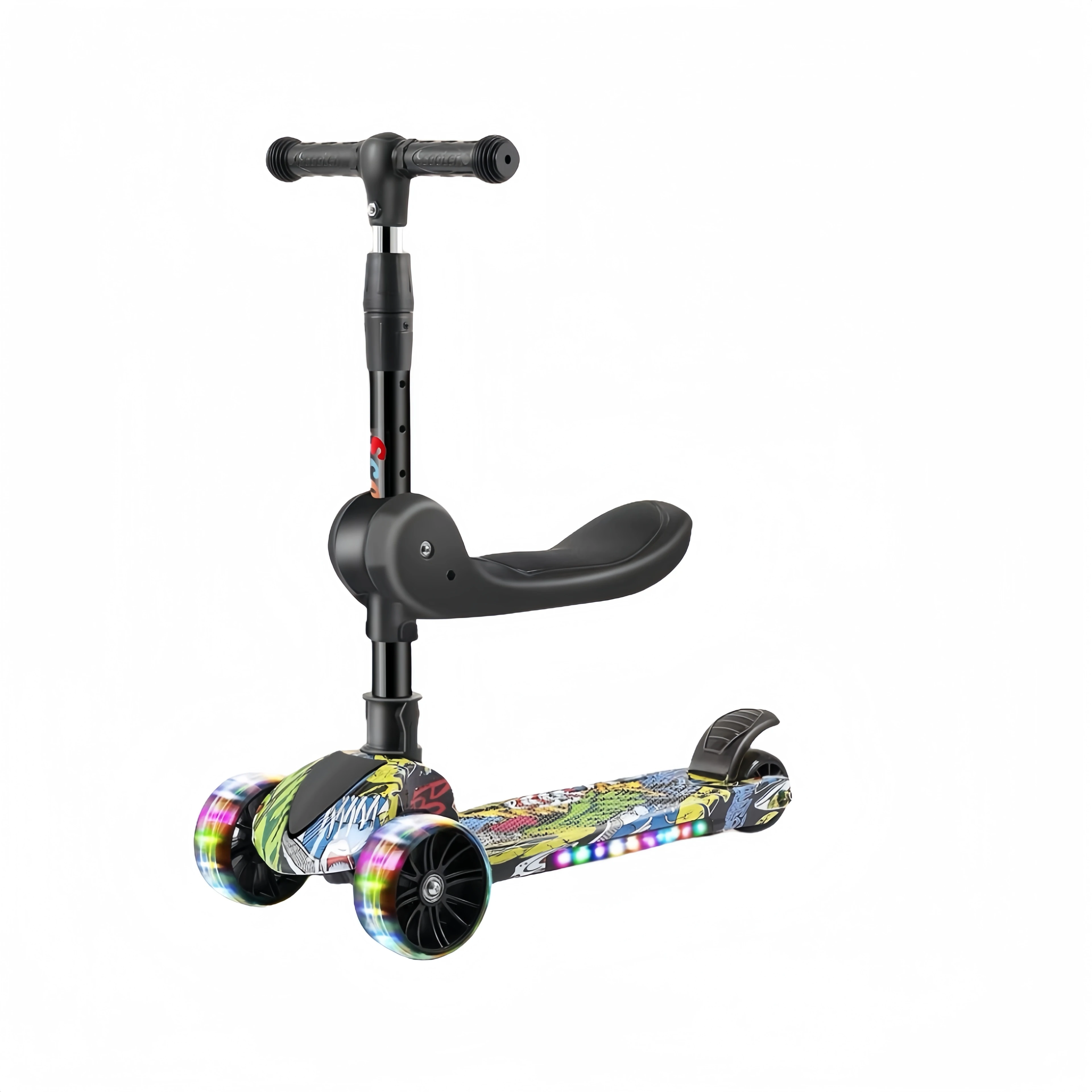 Wholesale 3-in-1 Foldable Kick Scooter Balance Bike Toy for Kids Age 2-10 PU Wheel Seat Alloy Material Outdoor Use Adults Well