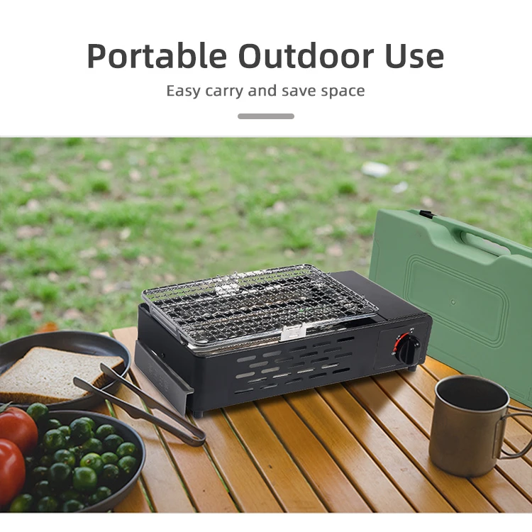 New Style blalck 2 purpose card barbecue  cooking outdoor cassette portable single gas oven