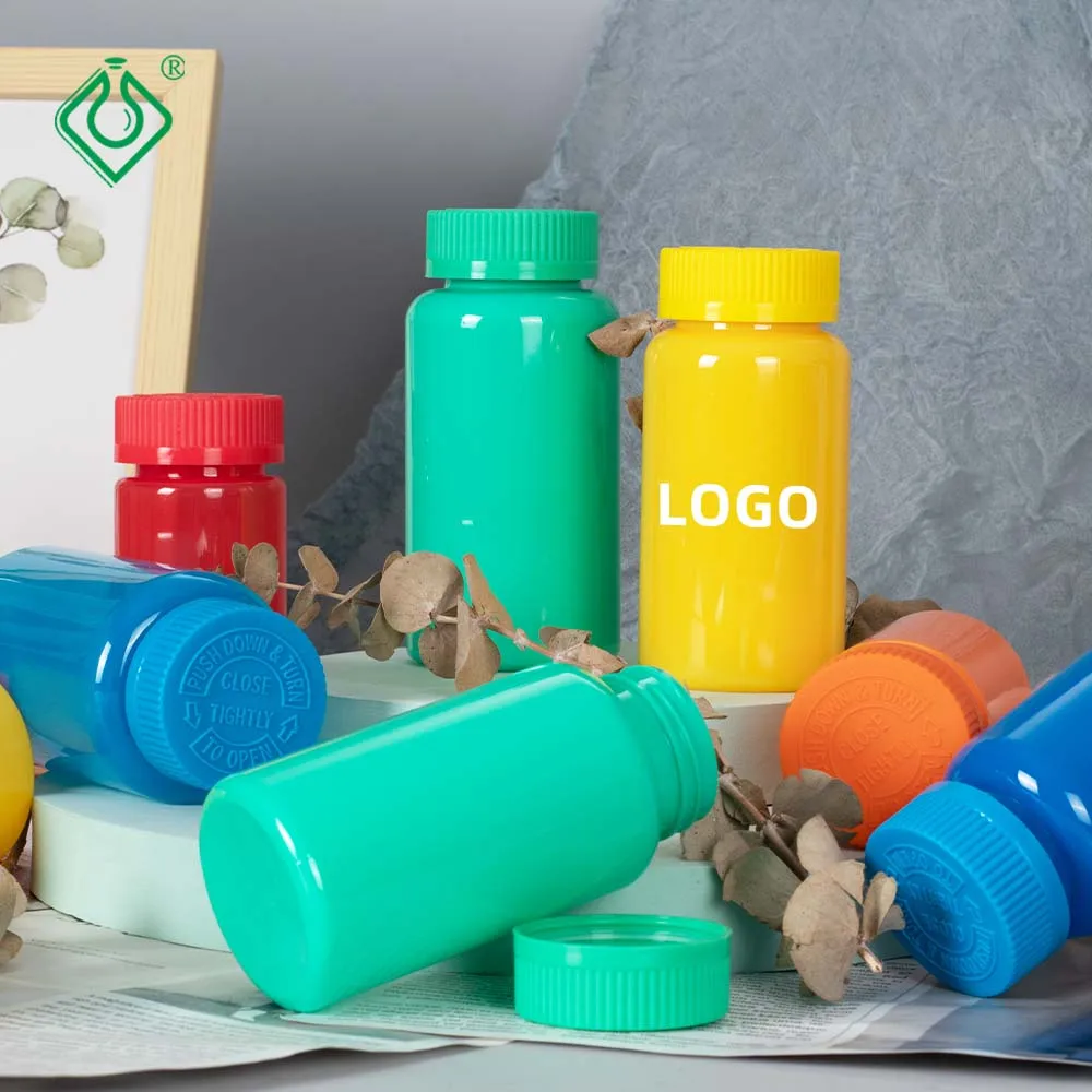 Custom health care 300ml empty round pet plastic 150ml pet  pharmaceutical medicine pill bottles  with screw cap