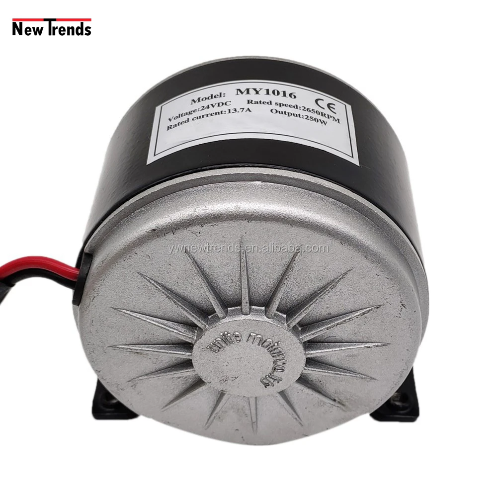 250W 24V MY1016 Belt Timing Pulley 2650 rpm High Speed Electric Bicycle Electric Scooter DC Brush Motor