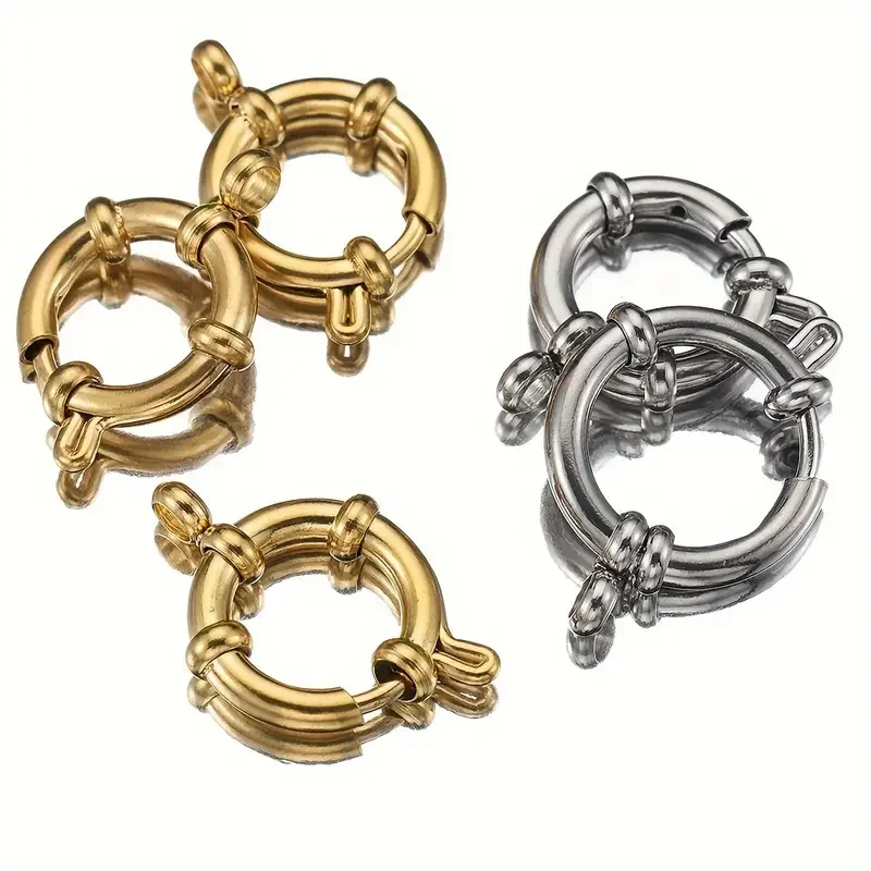 Stainless Steel Spring Buckle Clasps 24k PVD Gold Plated Anchor Spring Clasp For Diy Bracelet Necklace Connecting Accessories