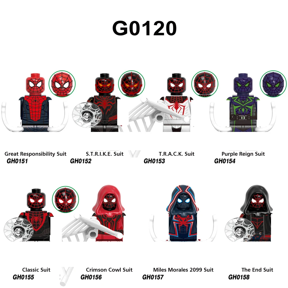 G0124 KT1069 Marvely Super Spider-Verse sets  Gwen Stacy Spider Punk Spot heroes mini Building Block Figure Plastic Toy G0120