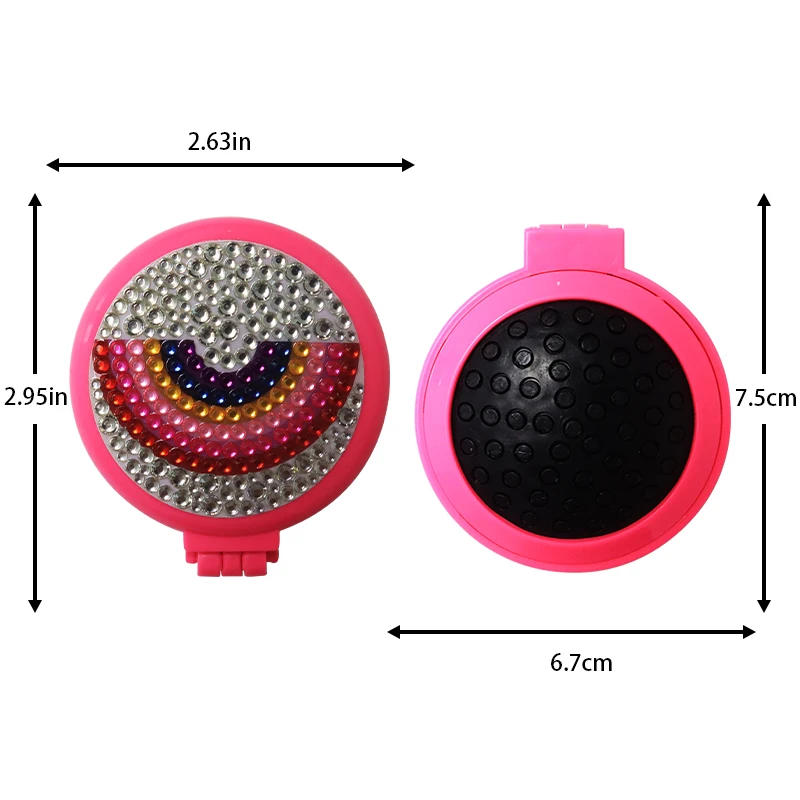 Professional Folding Mini Plastic Travel Pocket Comb hair brush with Mirror for girl