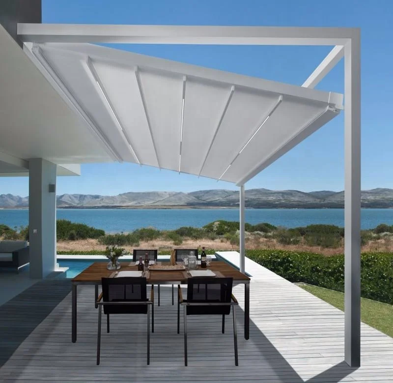 Automatic Folding Roof Sun Shading Aluminum Retractable Luxurious Pergola for Indoor Outdoor Electric Window Balcony