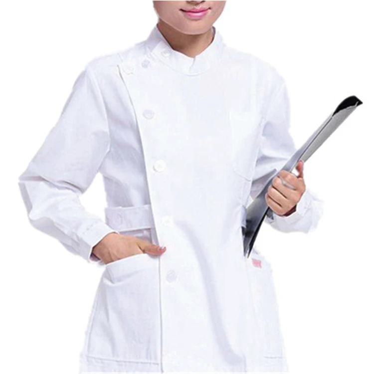 Custom white long sleeve 100% cotton unlined long gown coat clothing