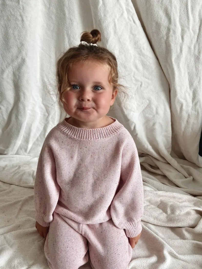 2023 Casual Spring Girls Sweater Speckled Knitting Kids Clothing Girls Clothing Sets Oversized Baby Knit