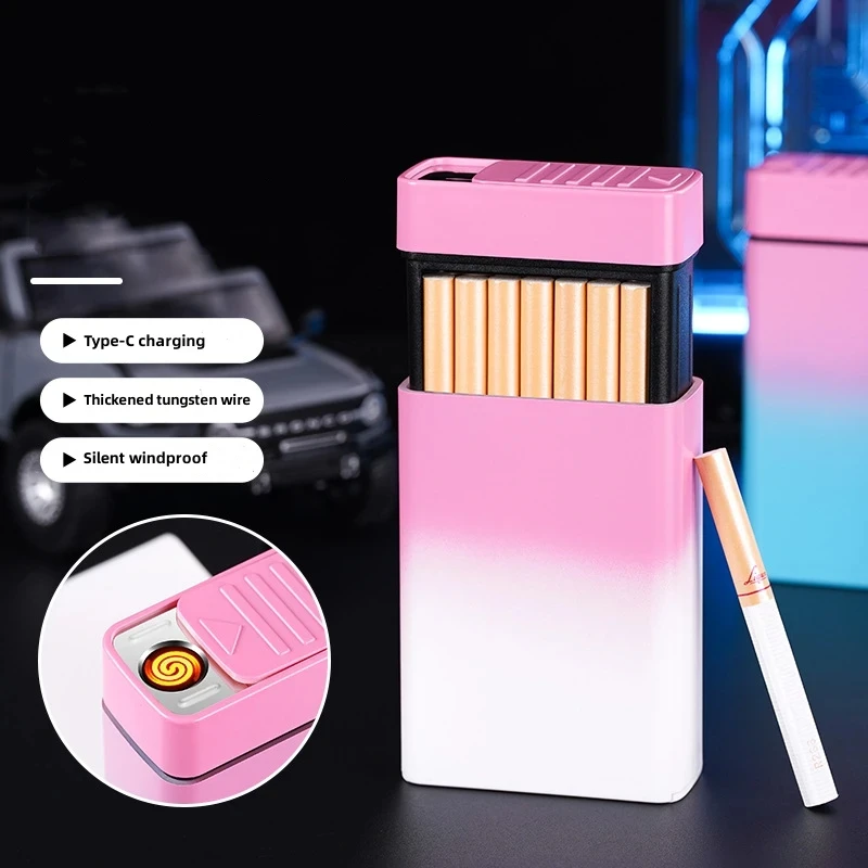 2024 New Electronic Mini Windproof Usb Charging Gift Cigarette Lighters Box for Men Portable Magic Rechargeable Electric Lighter