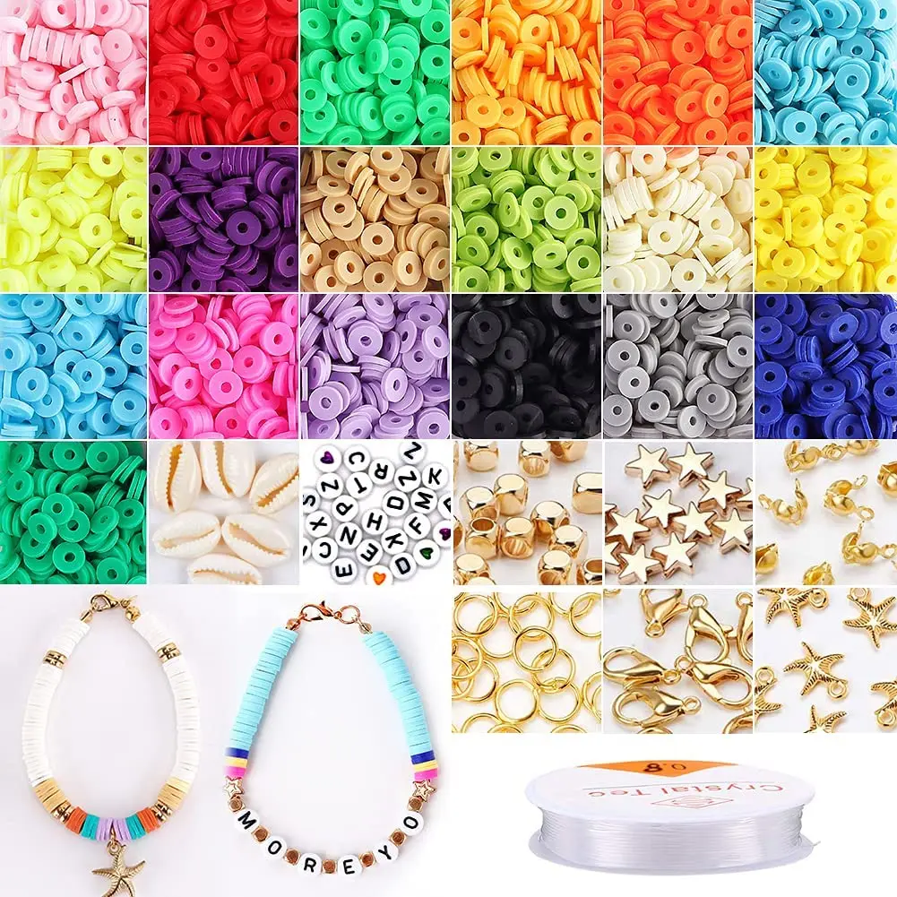 Hot Sale 19-grid Polymer Clay Beads Kit With Crystal String DIY Bracelet Making