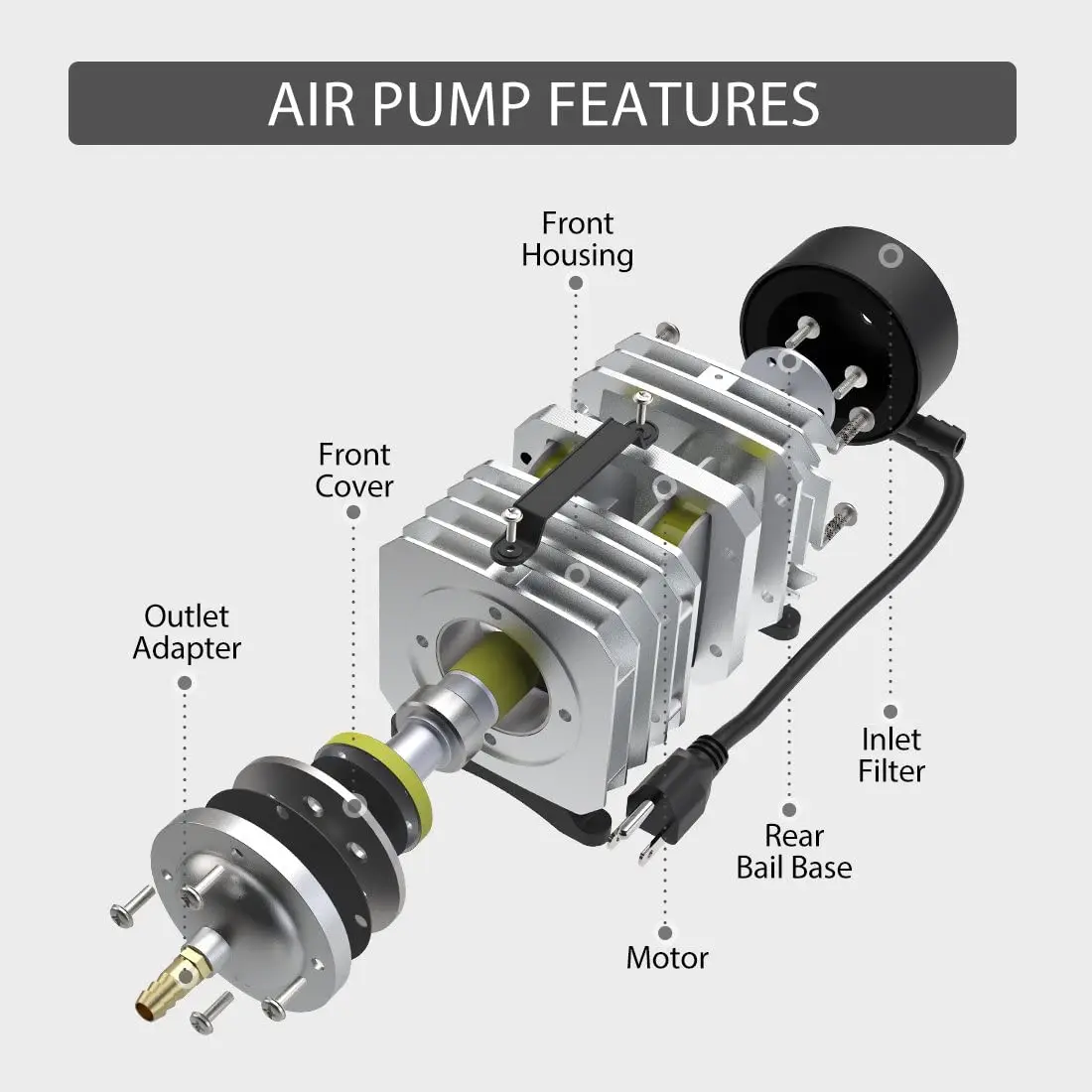 
Electromagnetic Commercial Air Pump 1110GPH 50W 8 Outlets 110V for Fish Tank Aquaponics and Hydroponic Systems by VIVOHOME 