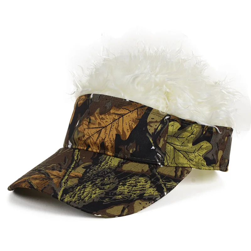 
Fake Flair Hair Baseball Cap Camo Sun Visor Fun Halloween Party Toupee Hat Golf Caps Gorra Adjustable Wig Baseball Cap for Men 