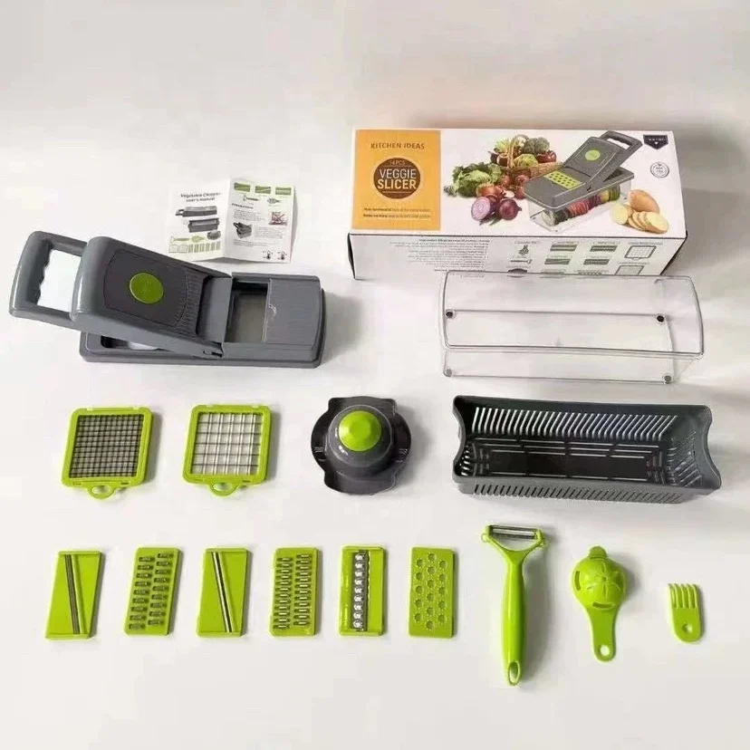 2022 Hot Sale 14 In 1 Multifunctional Hand Held Vegetable Chopper Onion Cutter Fruits veggie Slicer Manual Vegetable Chopper