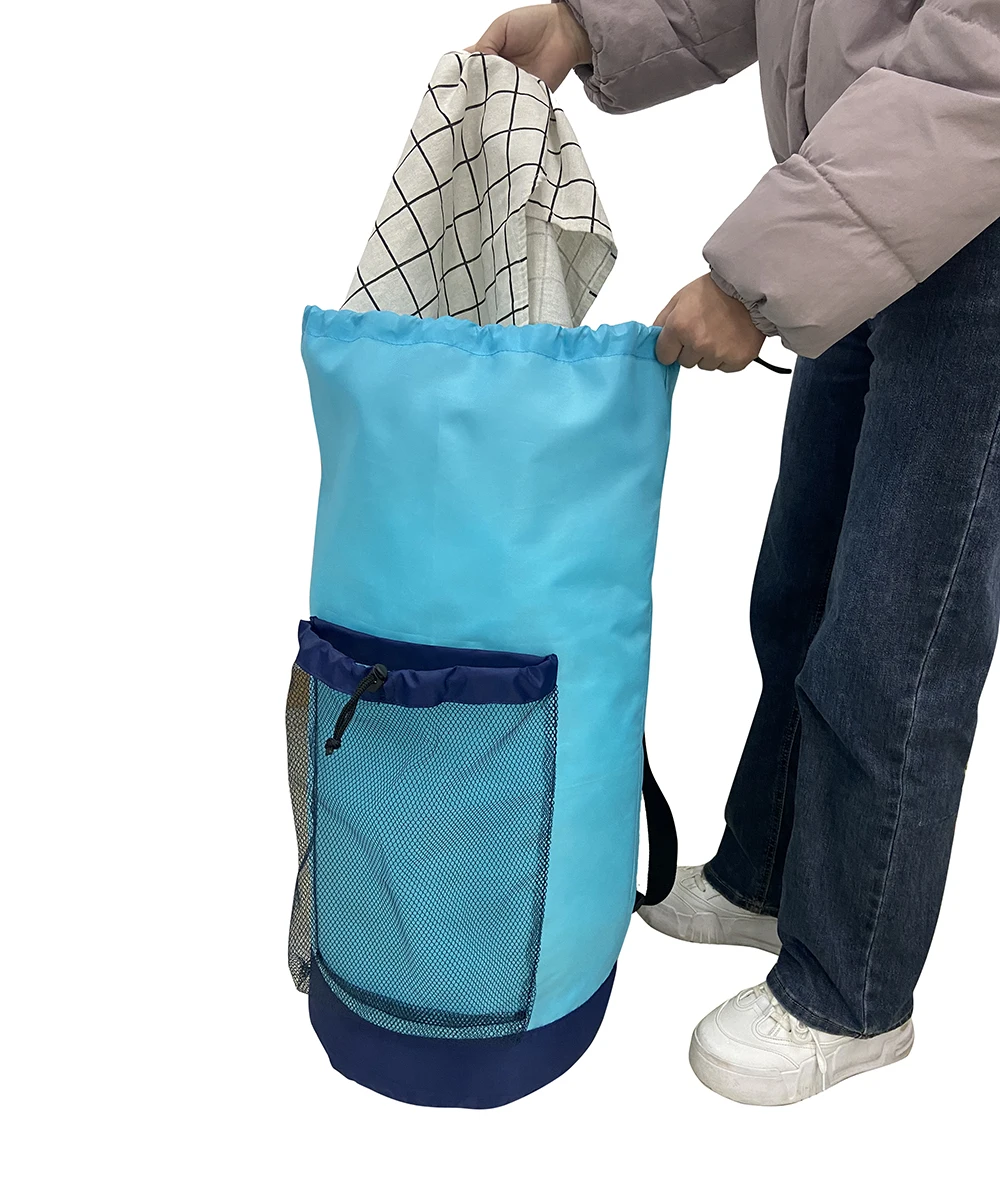 Wholesale Large Space Customizable Polyester Fabric Durable Water-proof Draw-string Bag Laundry Bag Wash Bag For Dirty Clothes