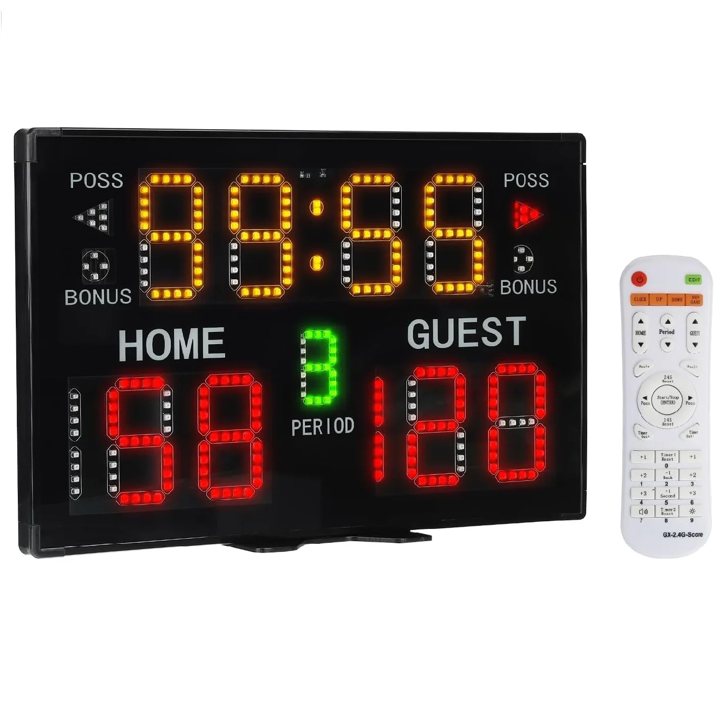 YIZHi Remote Control Portable LED Digital Electronic Scoreboard for Basketball Game with Buzzer Countdown Timer Score Keeper