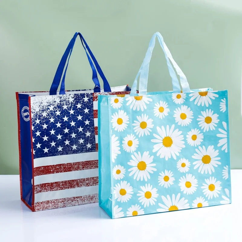 Wholesale Customised Personalised Fabric Shopping Tote Bags pp Laminated Woven Shopping Bags