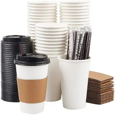 12 oz Custom Printing Logo Arabica Cawa Brown Hot Coffee Takeaway Double Wall Paper Cups with Lids Disposable