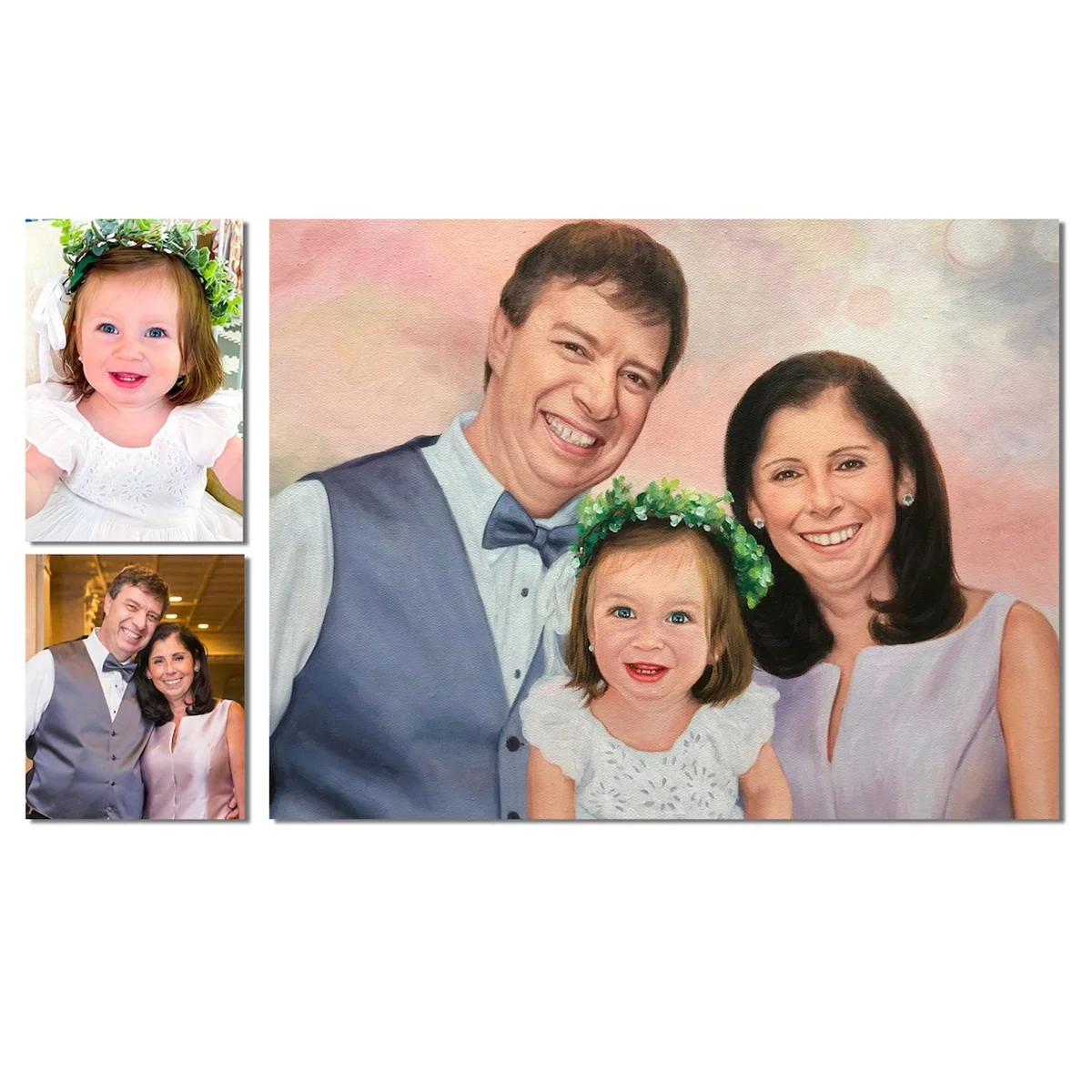 Custom Landscape or Portrait Photo to Oil Painting Family Portrait Merging photos of loved ones Memorial Gift