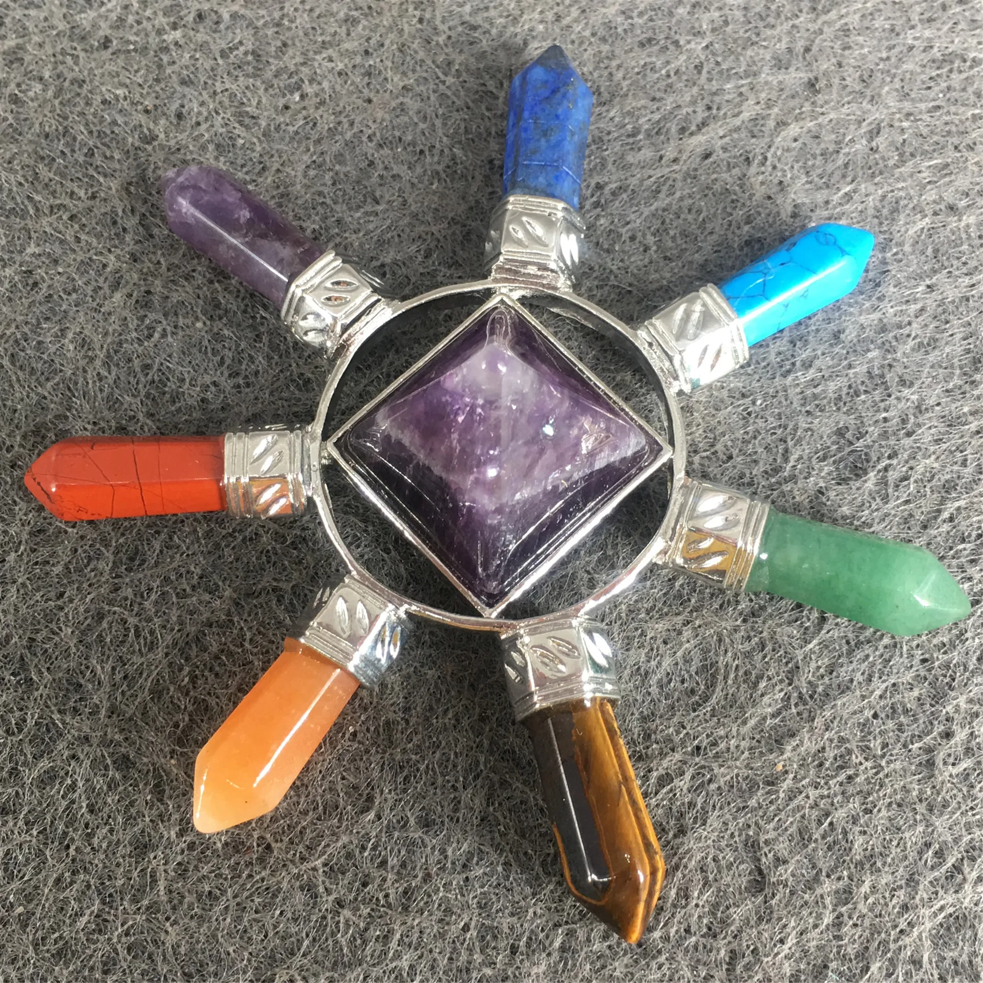 Wholesale natural crystal carving 7.5CM amethyst energy emitter decoration collection arts and crafts gifts