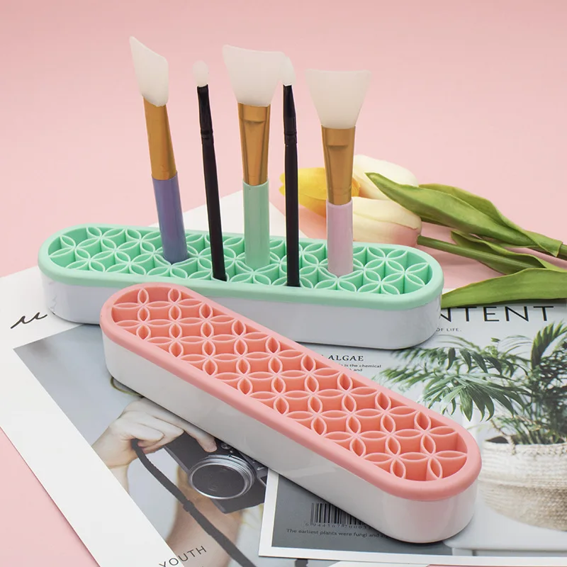 FEIYAN Wholesale Desk Private Label Plastic Drying Cosmetic Make Up Brush Holder Travel Silicone Makeup Brush Holder