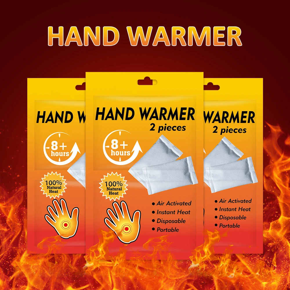 Factory low price wholesale custom 8 hours lasting heat Big Size self-heating hand warmer  two pieces Winter Hand Warmer Patch