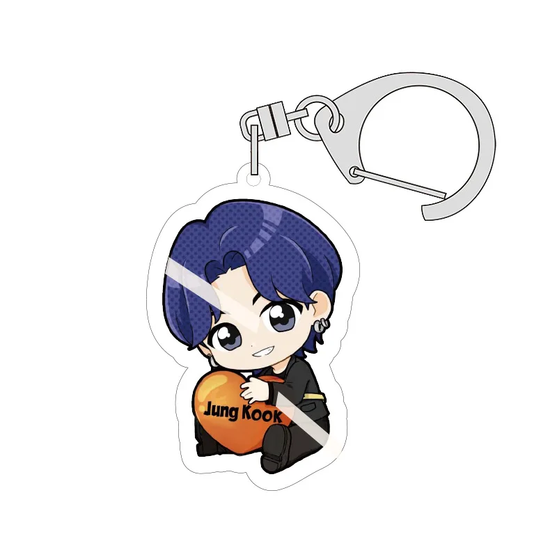 China supplier high quality BTS keychain custom logo image acrylic keychain plastic keychain