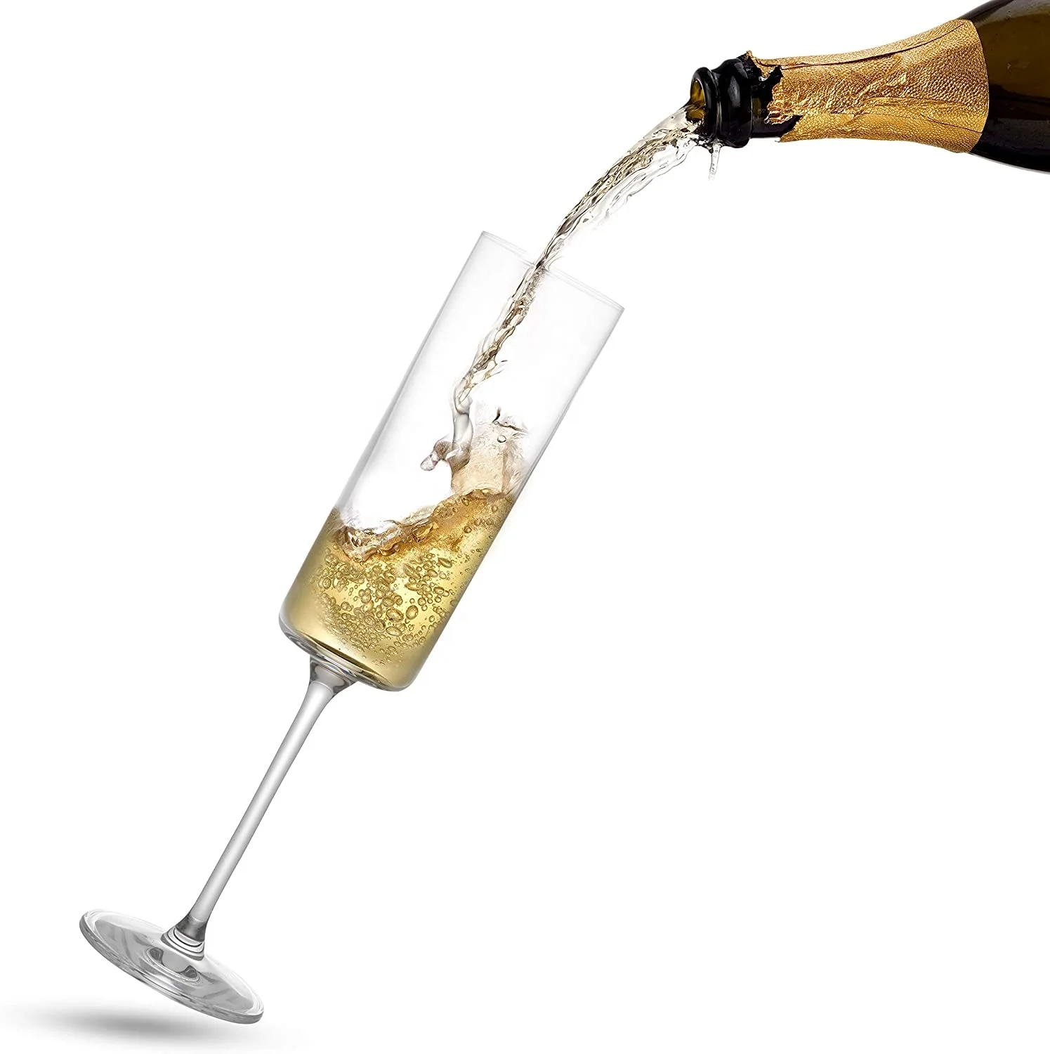 Thin Stem Hand Blown Champagne Glass Flutes Lead Free Crystal Clear Champagne Glasses cup