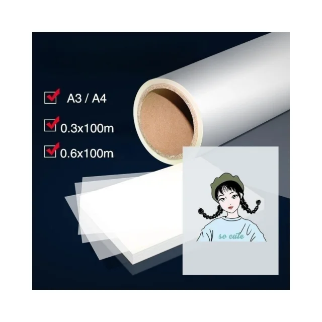 DTF Transfer Pet Film A3 A4 A3+ Sheet T-shirt Heat Transfer DTF FILM For Epson L1800 R1390 R805 Dtf Digital Inkjet Printer