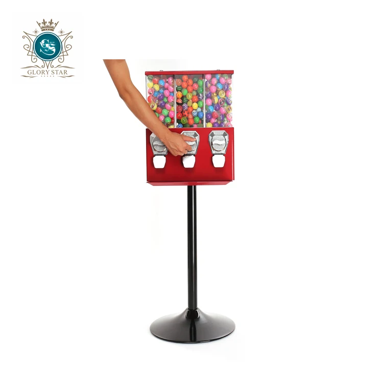 Automatic Square Gift/Candy/Gumball/Capsule Vending Machine/New Business Ideas Triple Head Toy Vending Machine