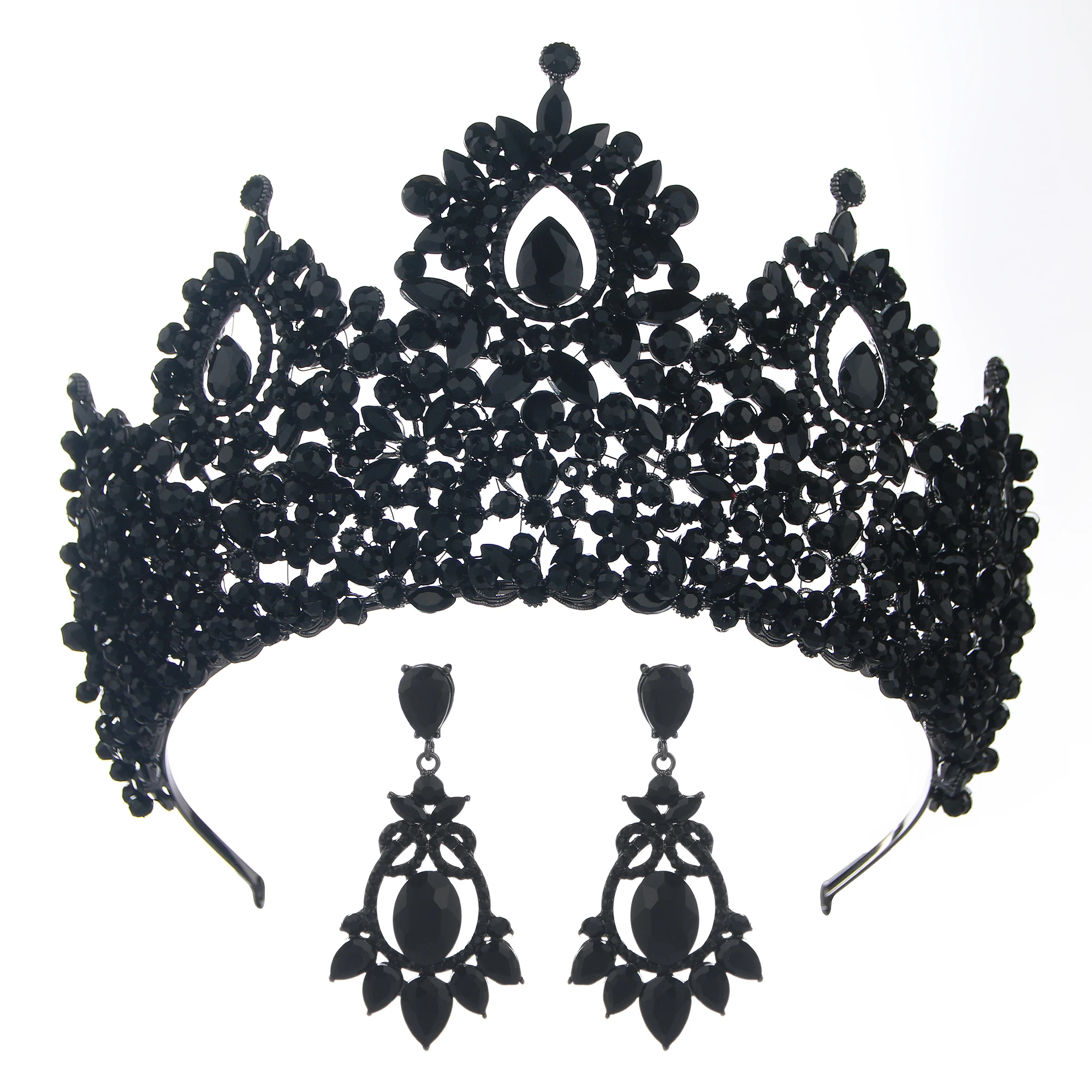 Real Princess Tiaras and Crowns Kids Luxury Snowflake Rhinestone Pink Corona Tiara and Earring Sets