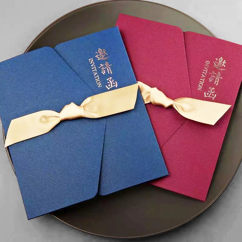 Printing Factory Wedding Invitations Cards With Ribbon Personalized Greeting Card Free Printing Customized