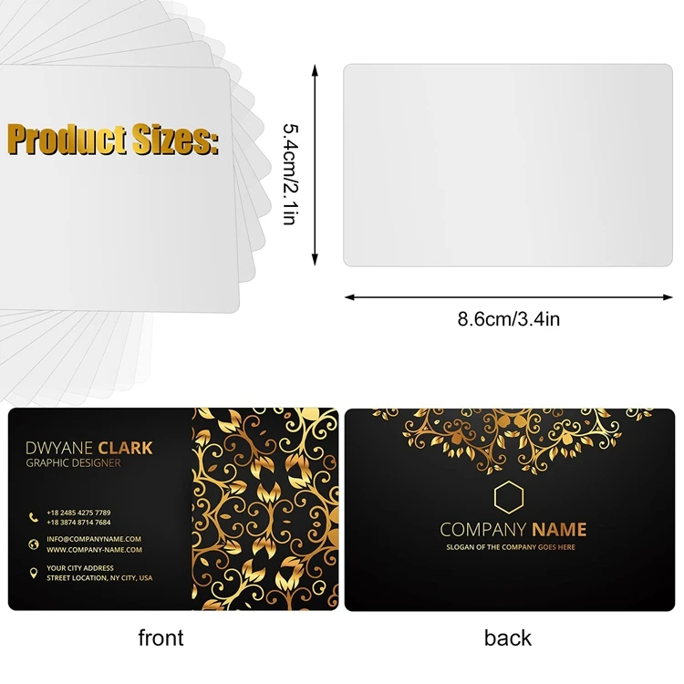 Custom Printing 0.22mm Double Sided White Metal Blank Sublimation Aluminum Business Card