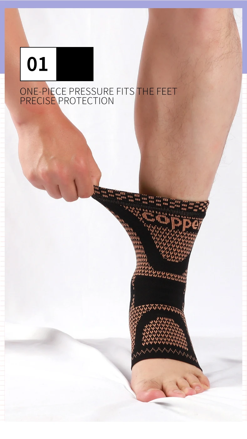 Wholesale Customized Logo Adjustable Copper Ankle Support Elastic Ankle Bandage Compression Guard Straps Ankle Brace