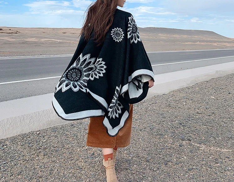 Лидер продаж, синий женский зимний мусульманский шарф в китайском стиле, шаль, Модный женский длинный шарф с принтом