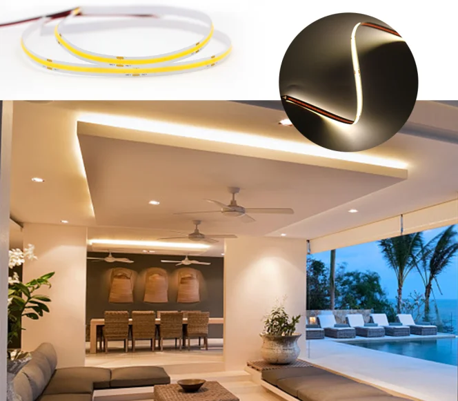 Relight super thin 5mm width 400CHIP 6000K white color DC 12V 24V 7.2W high CRI Ra90 flexible COB led strip light