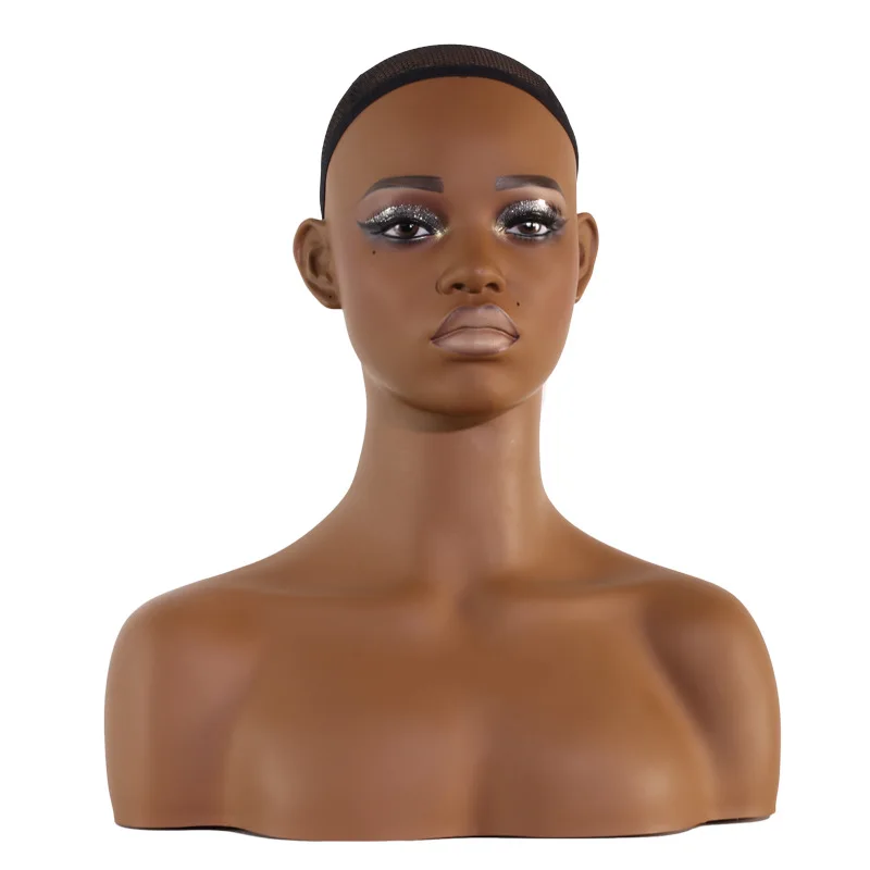 Wholesale New Arrival Mannequin Training Head With Human Hair Makeup wig mannequin with shoulder mannequin for wig display